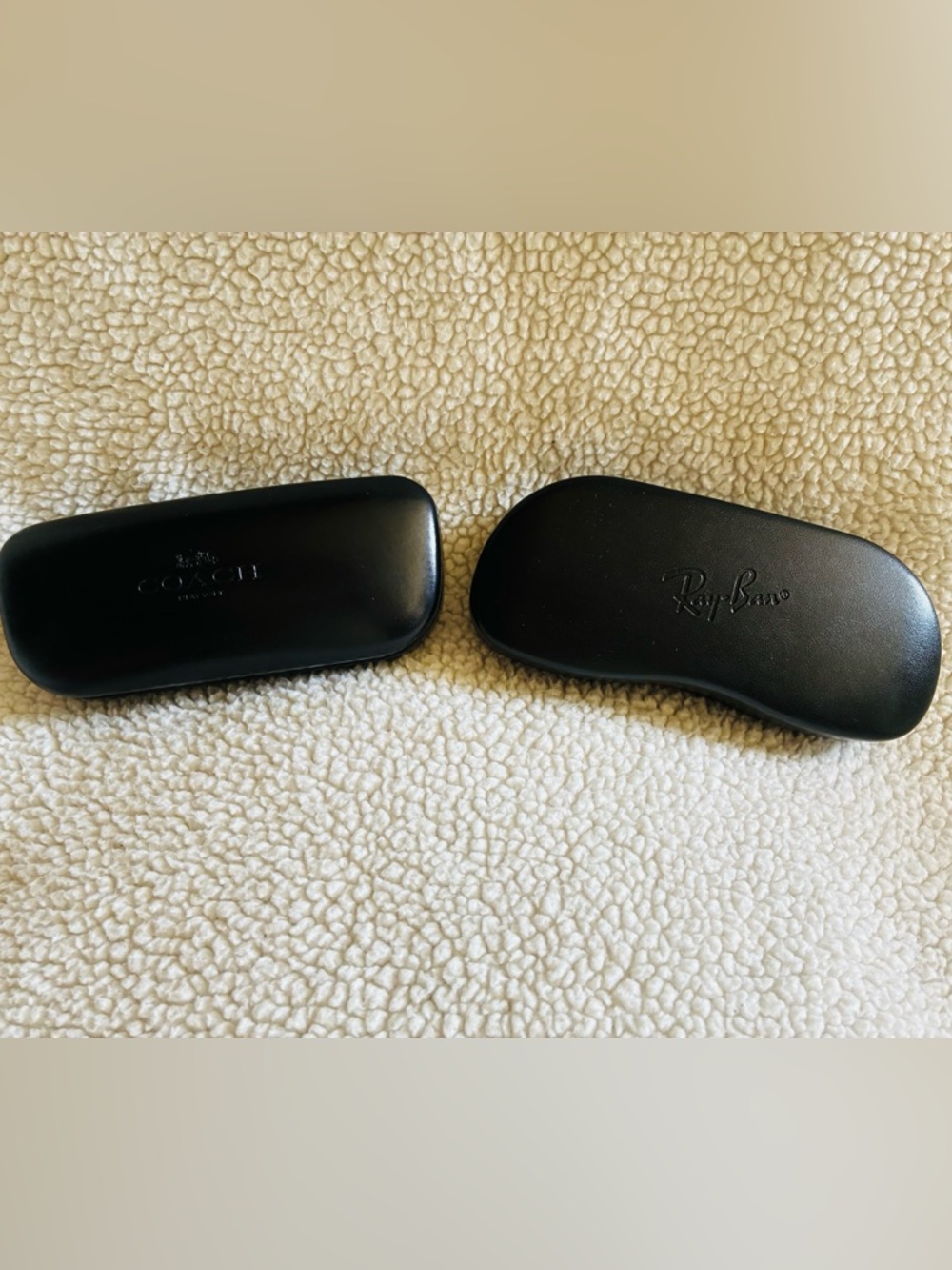 Coach and Ray-Ban Black Eye Glass Cases with Embossed Logos- Lot of 2
